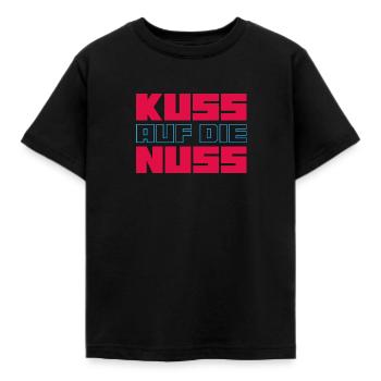 Kuss auf die Nuss - Kinder T-Shirt - Schwarz - Vorne - AI Model Kid Female (0cm)