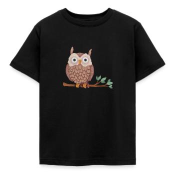 Owl / Tawny Owl - Kids' T-Shirt - black - Front - AI Model Kid Female (0cm)
