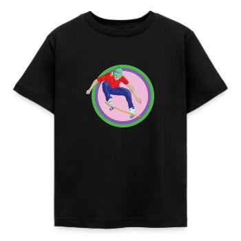 Skateboard Skater Halfpipe Stunt Backflip Board - Kids' T-Shirt - black - Front - AI Model Kid Female (0cm)