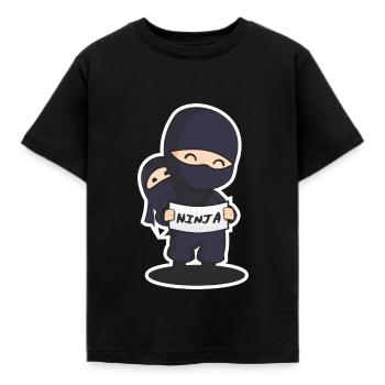 Ninja - Kinder T-Shirt - Schwarz - Vorne - AI Model Kid Female (0cm)