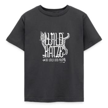 Wildkatze Weiss Geschenkidee - Kinder T-Shirt - Dunkelgrau - Vorne - AI Model Kid Female (0cm)