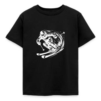 Skisport im Extremsport Style Pisten Abfahrt - Kinder T-Shirt - Schwarz - Vorne - AI Model Kid Female (0cm)