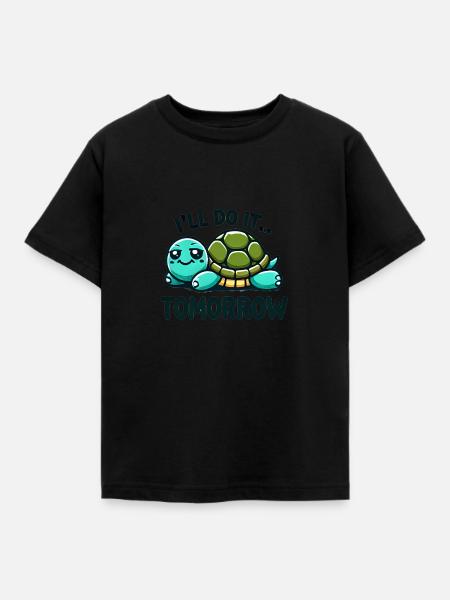 Entspannte Schildkrötte - Kinder T-Shirt - Schwarz
