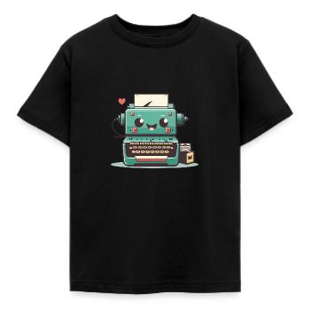 Typewriter Retro - Kids' T-Shirt - black - Front - AI Model Kid Female (0cm)