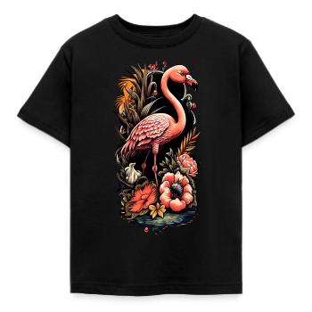Ambiance estivale du flamant rose américain - T-shirt Enfant - noir - Devant - AI Model Kid Female (0cm)
