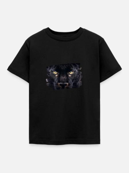 Schwarzes Panthergesicht / Katzenkopf - Kinder T-Shirt - Schwarz