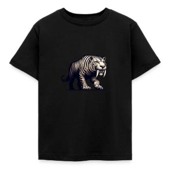 Säbelzahntiger Smilodon Eiszeit Raubtier Großkatze - Kinder T-Shirt - Schwarz - Vorne - AI Model Kid Female (0cm)