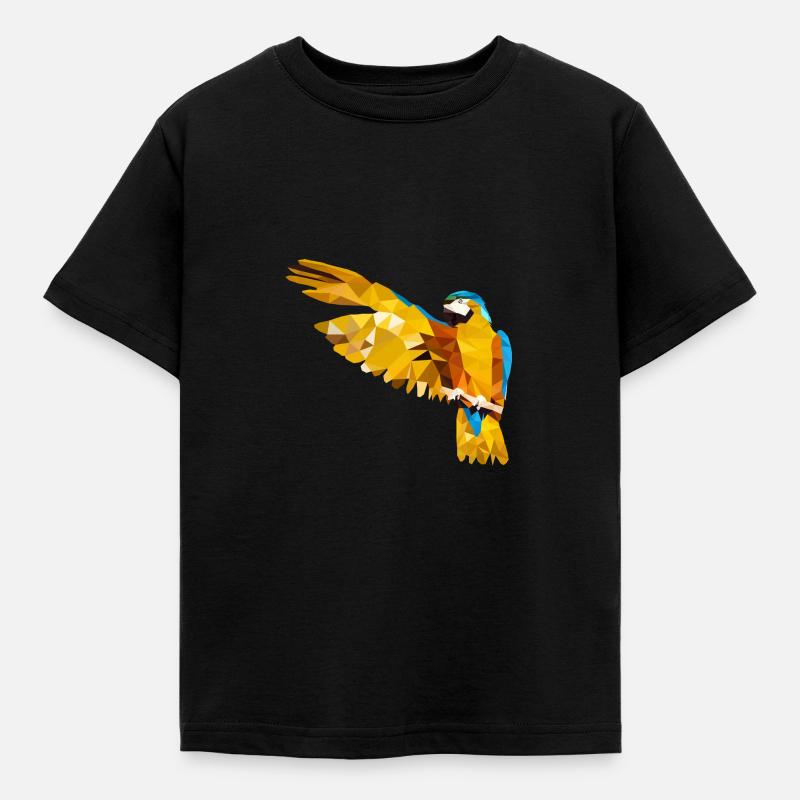 Papagei Polygon Vogel - Kinder T-Shirt - Schwarz
