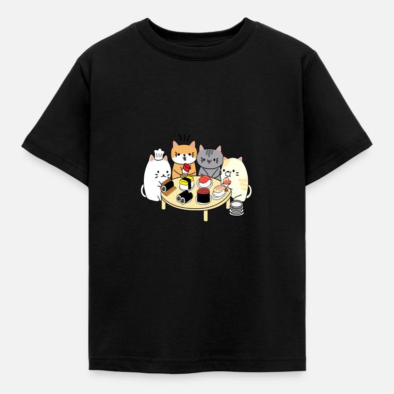 Katze Sushi - Kinder T-Shirt - Schwarz