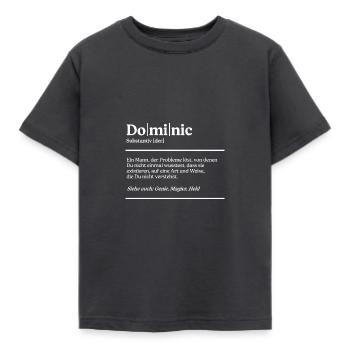 Dominic Name Definition Design für stolze Dominics - Kinder T-Shirt - Dunkelgrau - Vorne - AI Model Kid Female (0cm)