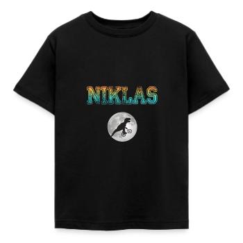 NIKLAS - Beau prénom de garçon avec dinosaure - T-shirt Enfant - noir - Devant - AI Model Kid Female (0cm)