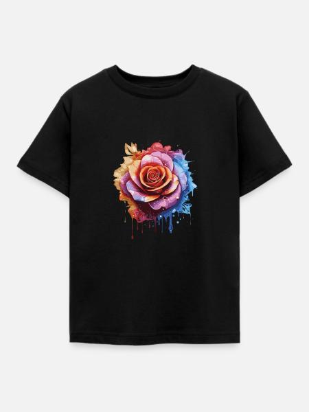 Rainbow Rose - Kinder T-Shirt - Schwarz