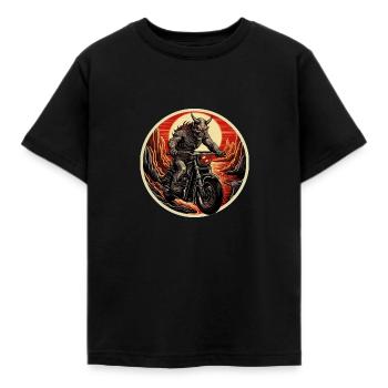 Satan Motorrad / Motorradfahrer Satane - Kinder T-Shirt - Schwarz - Vorne - AI Model Kid Female (0cm)