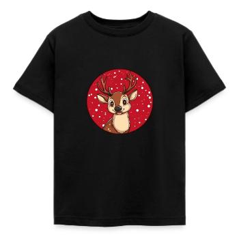 Rehe Christmas - Kinder T-Shirt - Schwarz - Vorne - AI Model Kid Female (0cm)