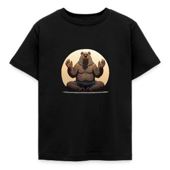 Yoga Bär - Kinder T-Shirt - Schwarz - Vorne - AI Model Kid Female (0cm)