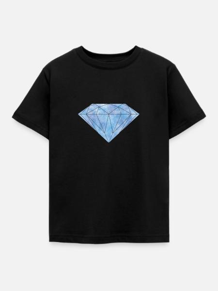Blauer Diamant Kristall Edelstein - Kinder T-Shirt - Schwarz