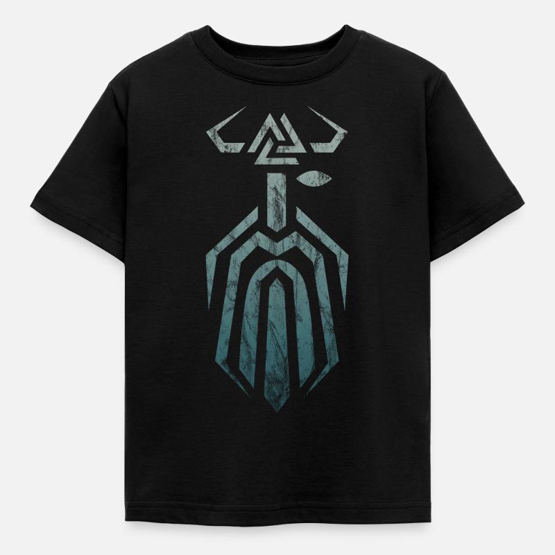 Odin mit Valknut Nordisch Wikinger Viking Pagan - Kinder T-Shirt - Schwarz