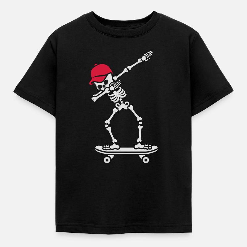 Dab dabbing skeleton skateboard skater - Børne-T-shirt - sort