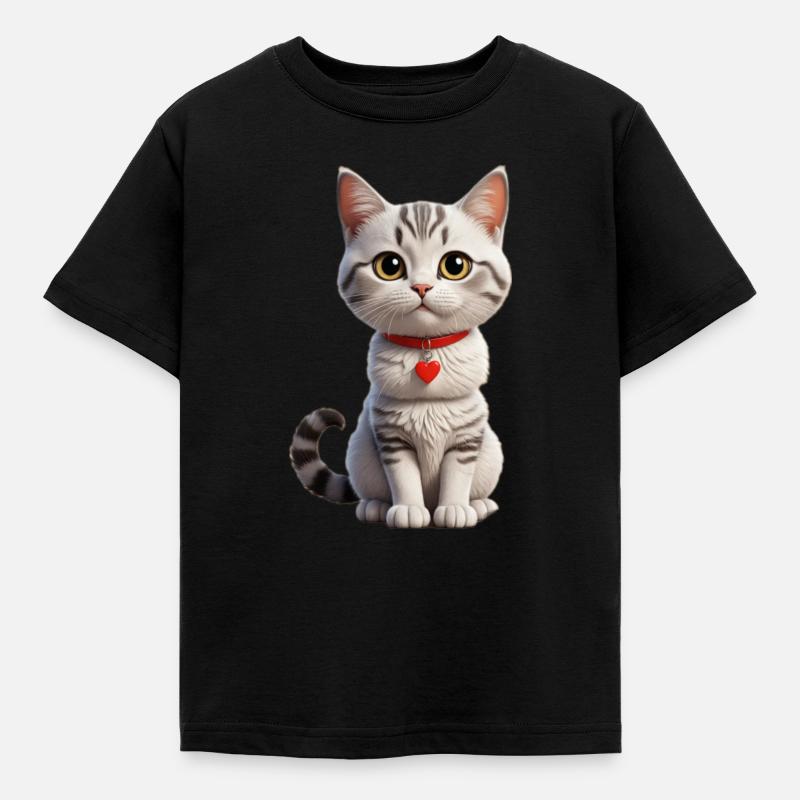 Chat de dessin animé / chat de dessin animé - T-shirt Enfant - noir