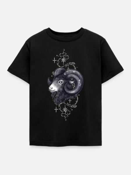 Widderkopf Schwarz-Weiß Sternzeichen Widder - Kinder T-Shirt - Schwarz