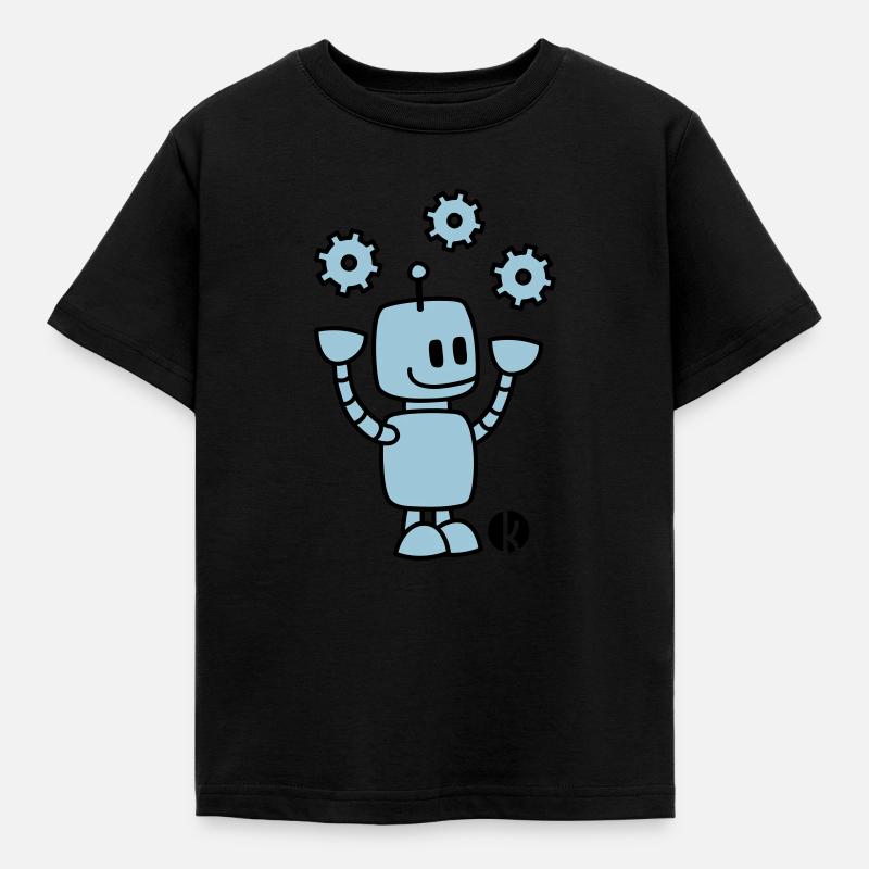 Happy Robot (2c) - Kinder T-Shirt - Schwarz