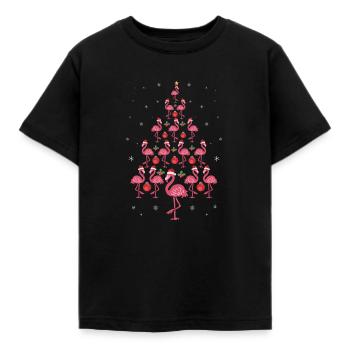 Cadeau de vacances arbre flamant rose drôle de Noël - T-shirt Enfant - noir - Devant - AI Model Kid Female (0cm)
