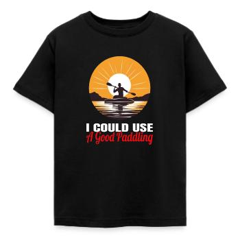Kajakfahren, Kajakfahren, Paddeln, Paddeln - Kinder T-Shirt - Schwarz - Vorne - AI Model Kid Female (0cm)