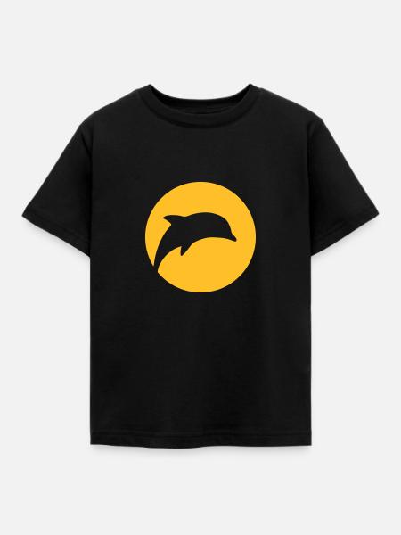 Dolphin In The Moonlight - Kinder T-Shirt - Schwarz