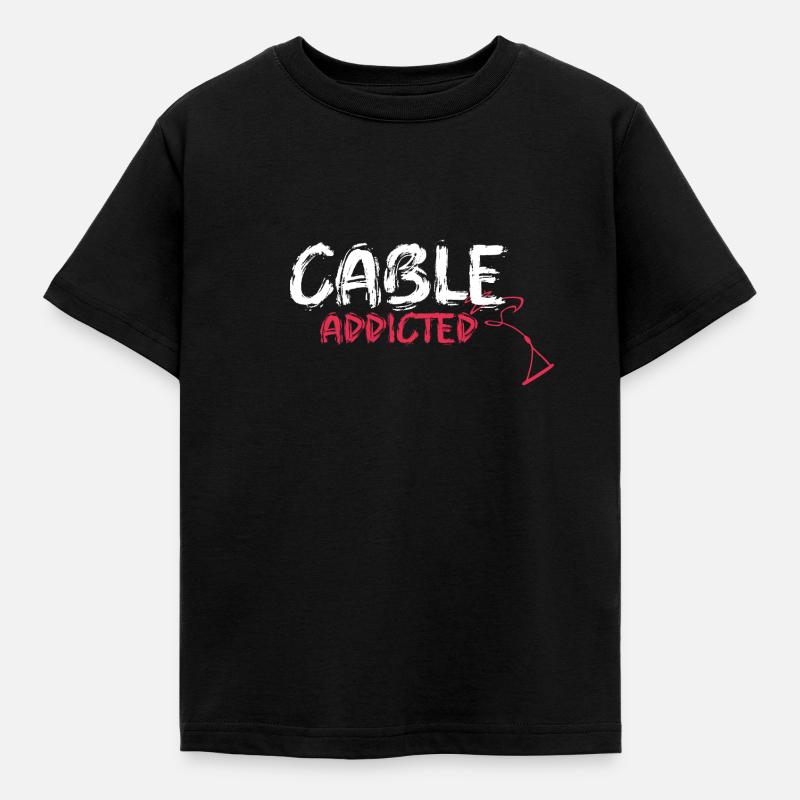 cable addicted wakeboard motiv Geschenk Boot Wake - Kinder T-Shirt - Schwarz