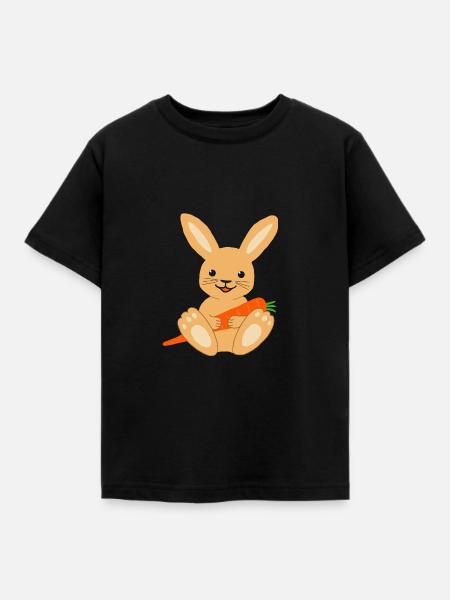 Little rabbit with carrot - Kids' T-Shirt - black
