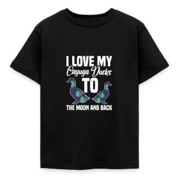 Cayuga Duck Lover Enclos Alimentaire Animal En Peluche - T-shirt Enfant - noir - Devant - AI Model Kid Female (0cm)