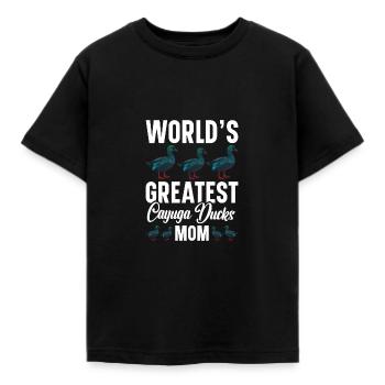 Cayuga canard nourriture enclos animal en peluche Cayuga - T-shirt Enfant - noir - Devant - AI Model Kid Female (0cm)