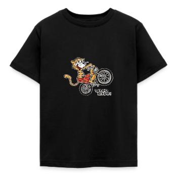Wild Ride Tiger - Kinder T-Shirt - Schwarz - Vorne - AI Model Kid Female (0cm)