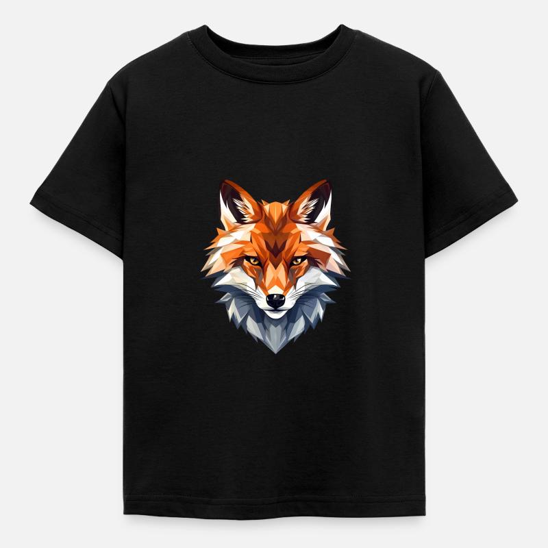 Fox Vector Face - Kids' T-Shirt - black