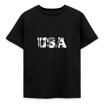 USA - Kinder T-Shirt - Schwarz - Vorne - AI Model Kid Female (0cm)
