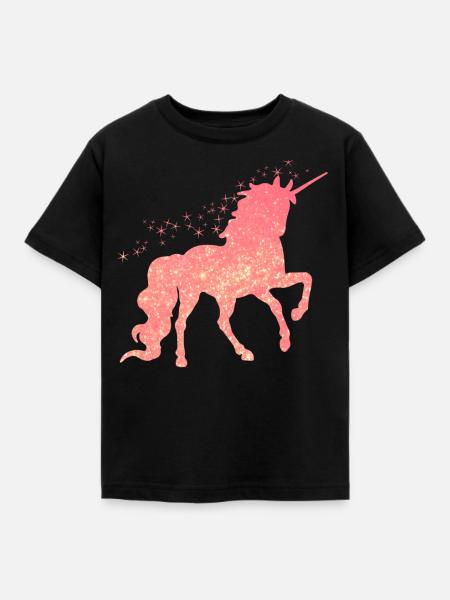 Das rote glitzer Einhorn - Kinder T-Shirt - Schwarz