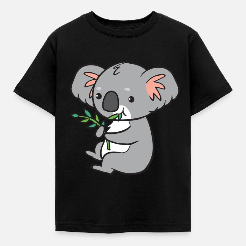 Koala - isst Eukalyptus - Kinder T-Shirt - Schwarz
