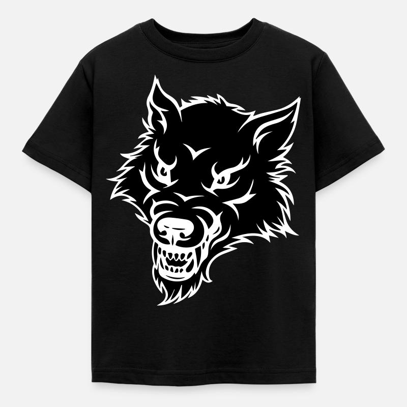 wolf - Kinder T-Shirt - Schwarz