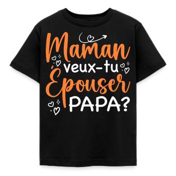 Maman veux tu épouser papa - demande en mariage - T-shirt Enfant - noir - Devant - AI Model Kid Female (0cm)