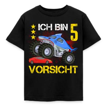 5. Geburtstag Geschenk Jungen Shark Monstertruck - Kinder T-Shirt - Schwarz - Vorne - AI Model Kid Female (0cm)