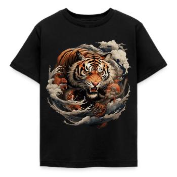 Traditioneller asiatischer Tiger - Kinder T-Shirt - Schwarz - Vorne - AI Model Kid Female (0cm)