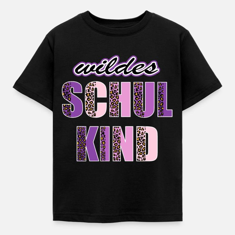 Wildes Schulkind Einschulung Leopard - Kinder T-Shirt - Schwarz