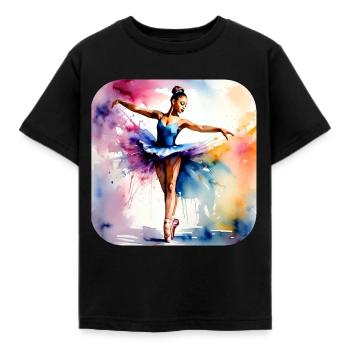 Prima Ballerina mit bunten Farben - Kinder T-Shirt - Schwarz - Vorne - AI Model Kid Female (0cm)