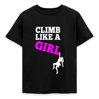 Climb Like A Girl - Rock Climbing Girl - Kids' T-Shirt - black - Front - AI Model Kid Female (0cm)