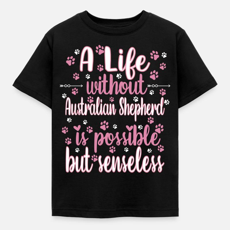 Hund Leben Liebe Hunderasse Australian Shepherd - Kinder T-Shirt - Schwarz