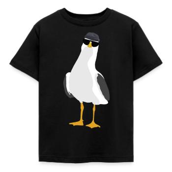 cool standing seagull Maritim Northern Germany - Kids' T-Shirt - black - Front - AI Model Kid Female (0cm)