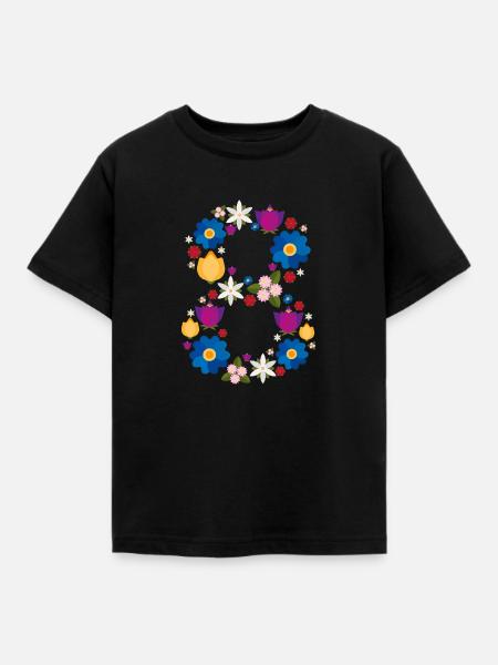 Flowers 8 - Kinder T-Shirt - Schwarz