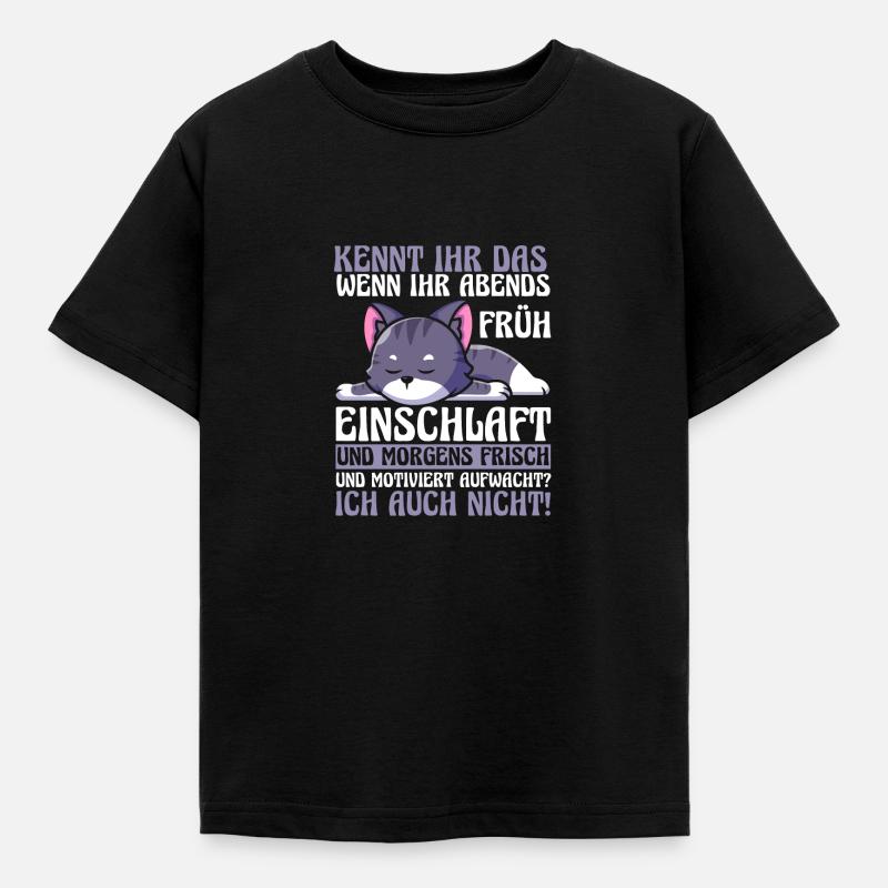 Faulenzer Langschläfer Motivation Katze - Kinder T-Shirt - Schwarz