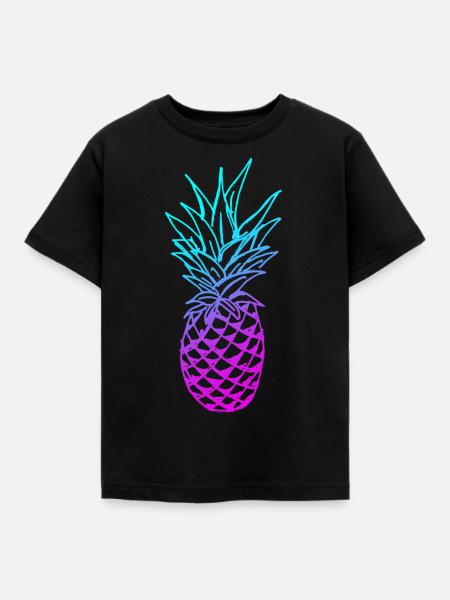 Ananas Glow - Kinder T-Shirt - Schwarz