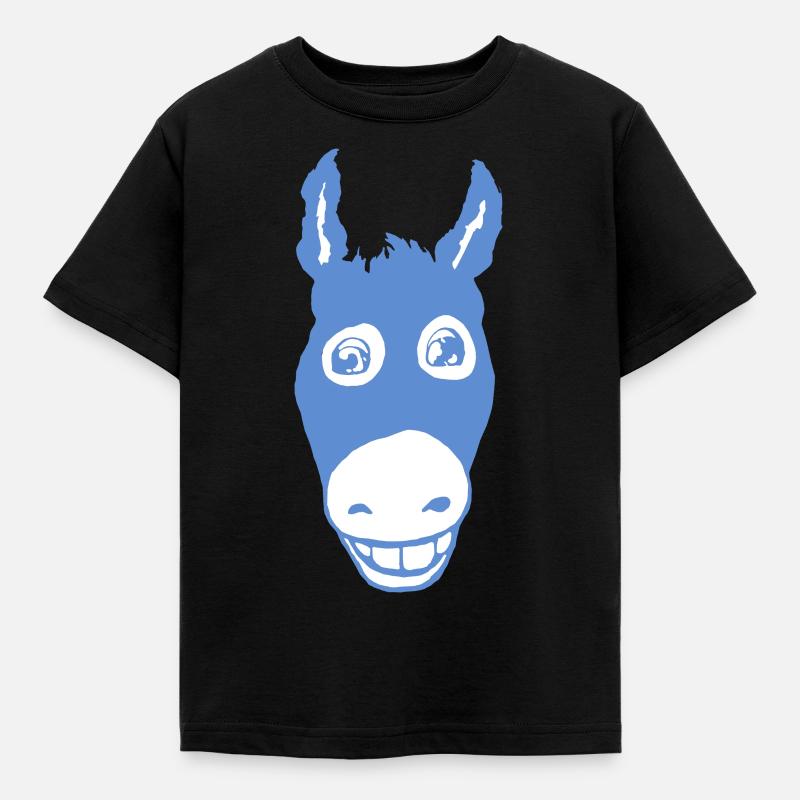 Asino sorridente blu - Maglietta per bambini - nero